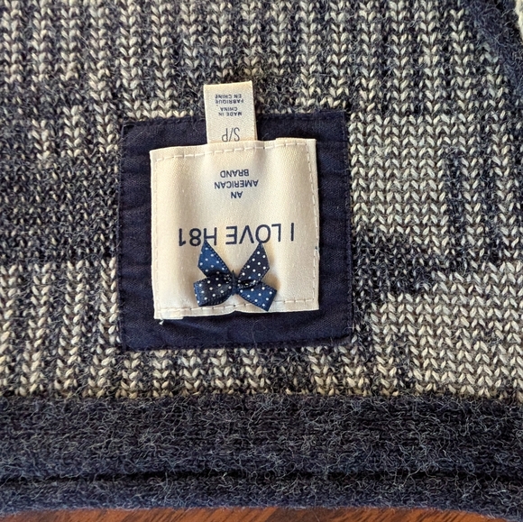 Navy And Beige Colored Button Up Knit Cardigan With Scottish Terrier Print - Picture 3 of 6